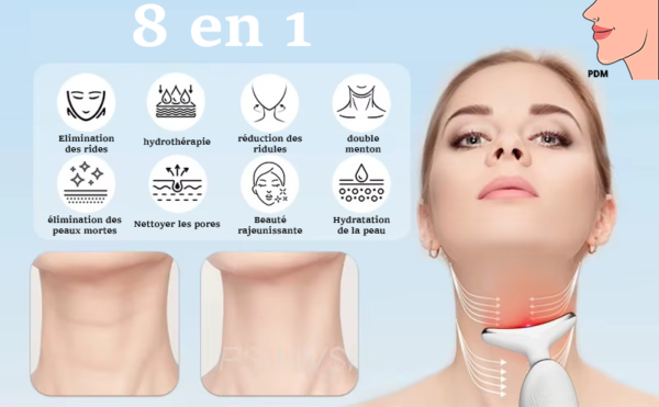 Appareil anti ride visage et cou 8 en 1
