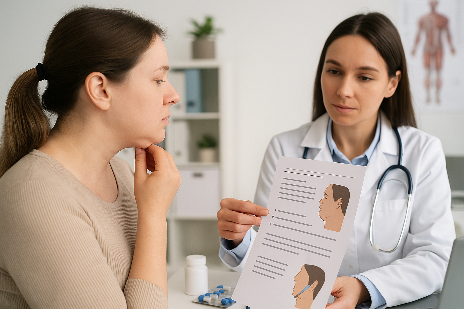 Plan médical complet pour éliminer un double menton selon ton profil