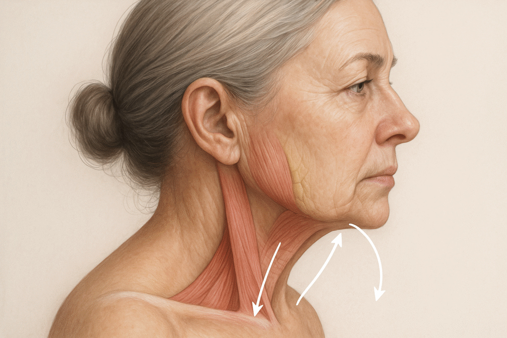 Perte de tonicité du muscle platysma : cause invisible du double menton 3 Illustration: Les causes sous-jacentes de la perte de tonicité du platysma